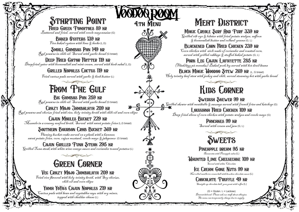 Voodoo Room menu