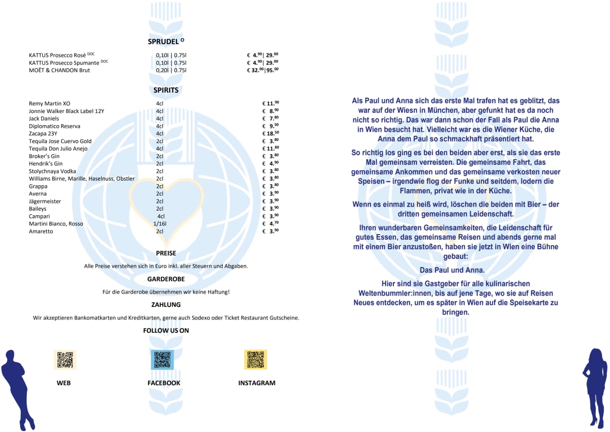 Carte et Menus 2024 Paul und Anna à Vienne TheFork