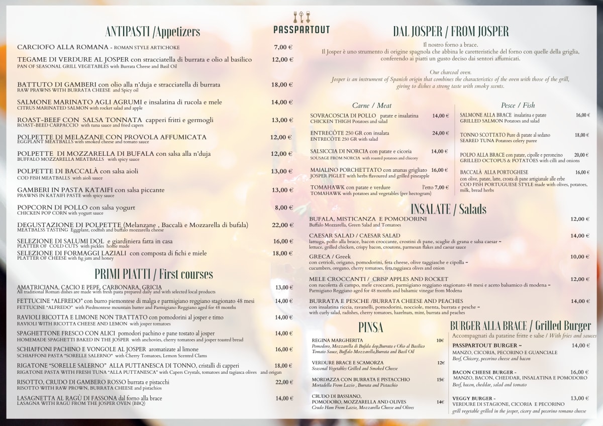 Passpartout menu