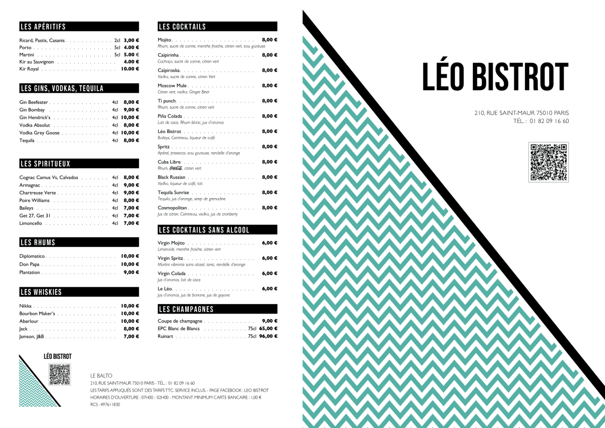 Léo Bistrot menu