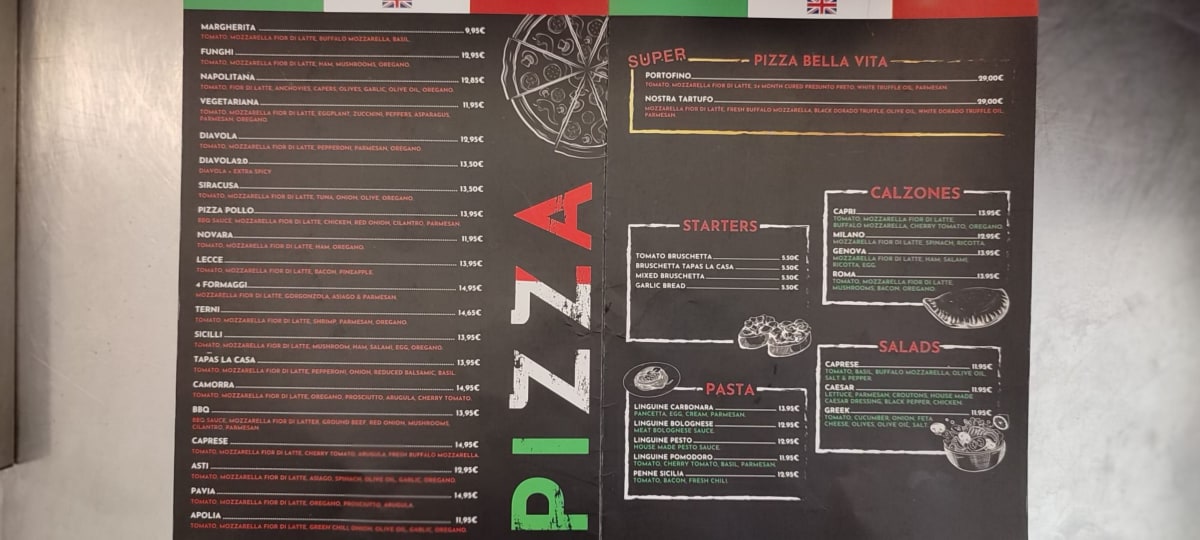 Pizzaria Tapas La Famiglia menu