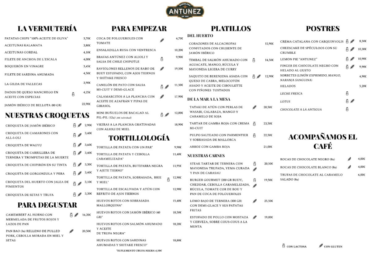 Antúnez menu