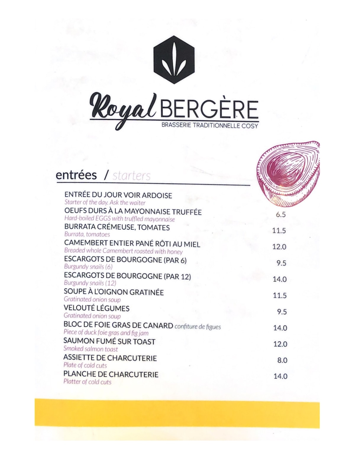 ROYAL BERGERE menu