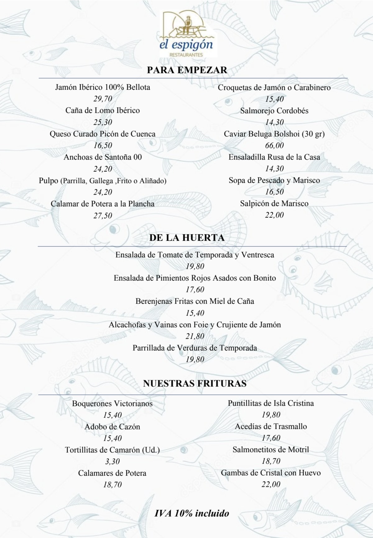 El Espigón (Madrid) menu