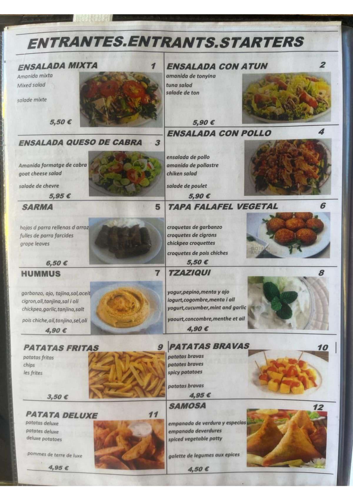 Ziralla menu