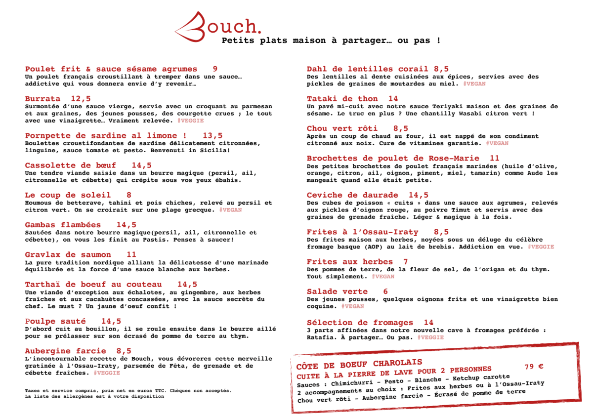 Bouch. 18e menu