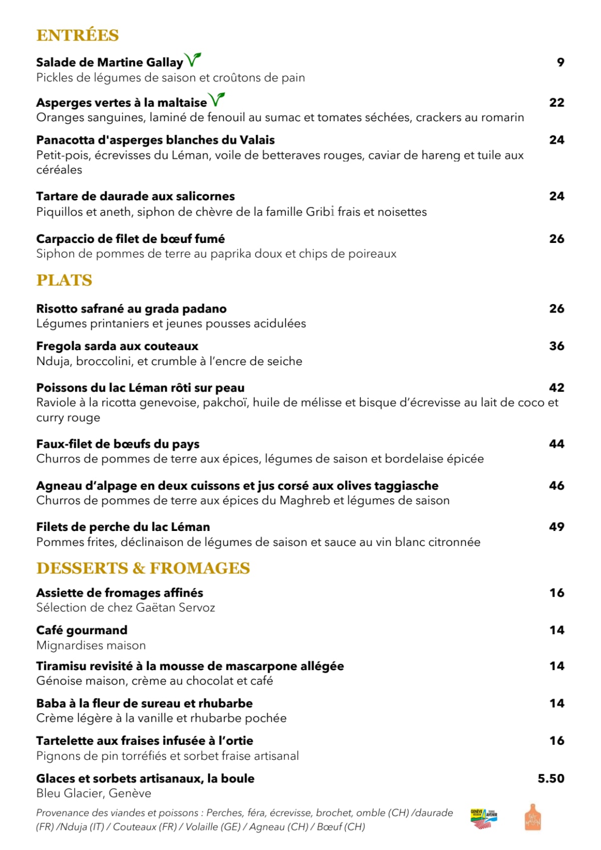 Fourneaux du Manège menu