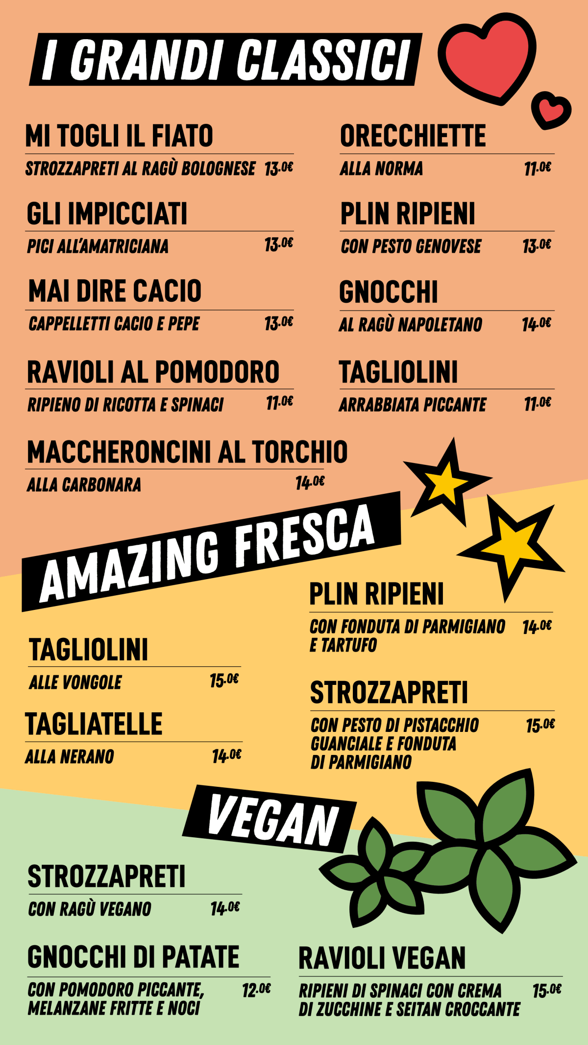 Fresca Pasta Club menu