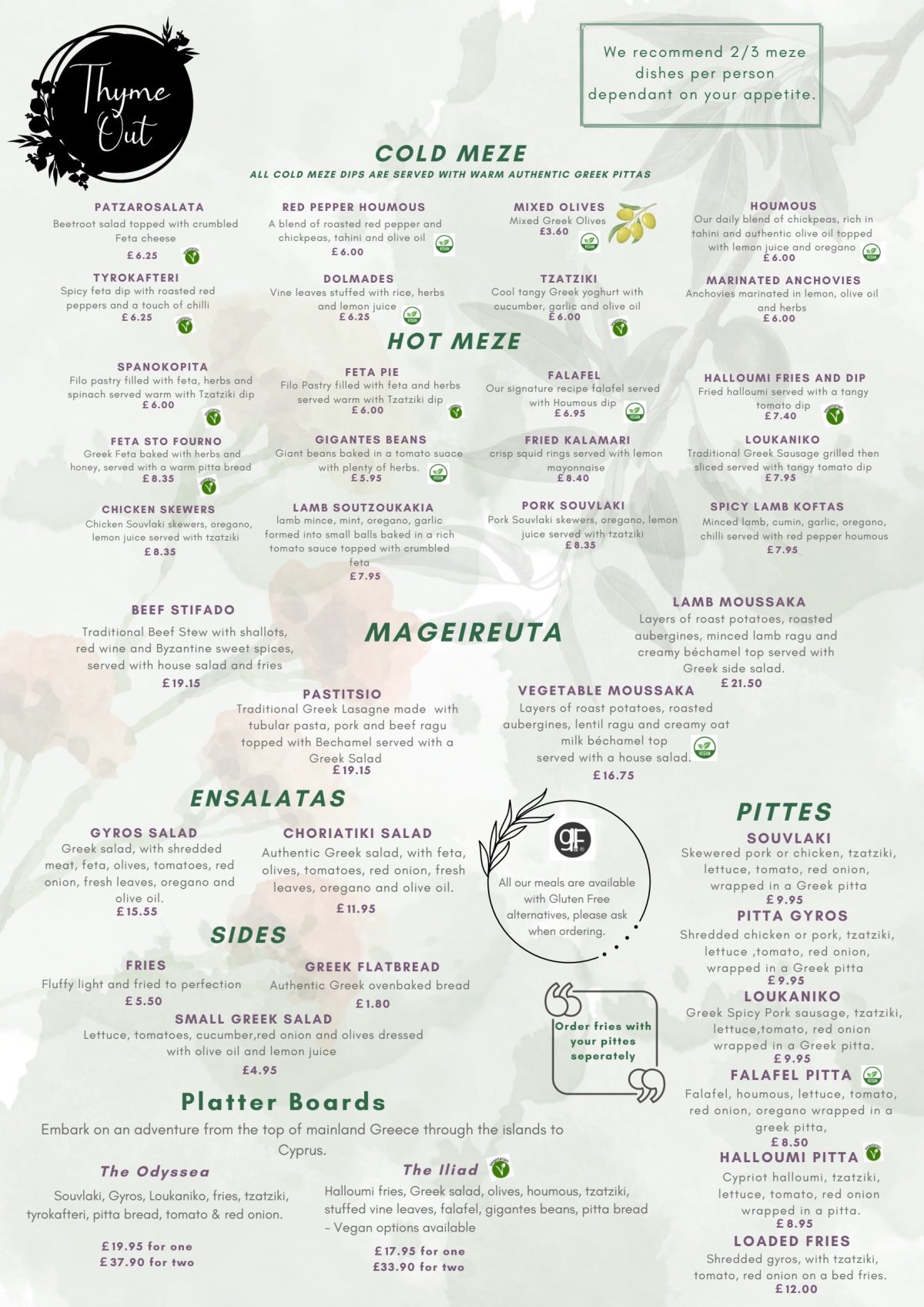 Menu 2024 Thyme Out Coffee House and Restaurant in GrangeoverSands