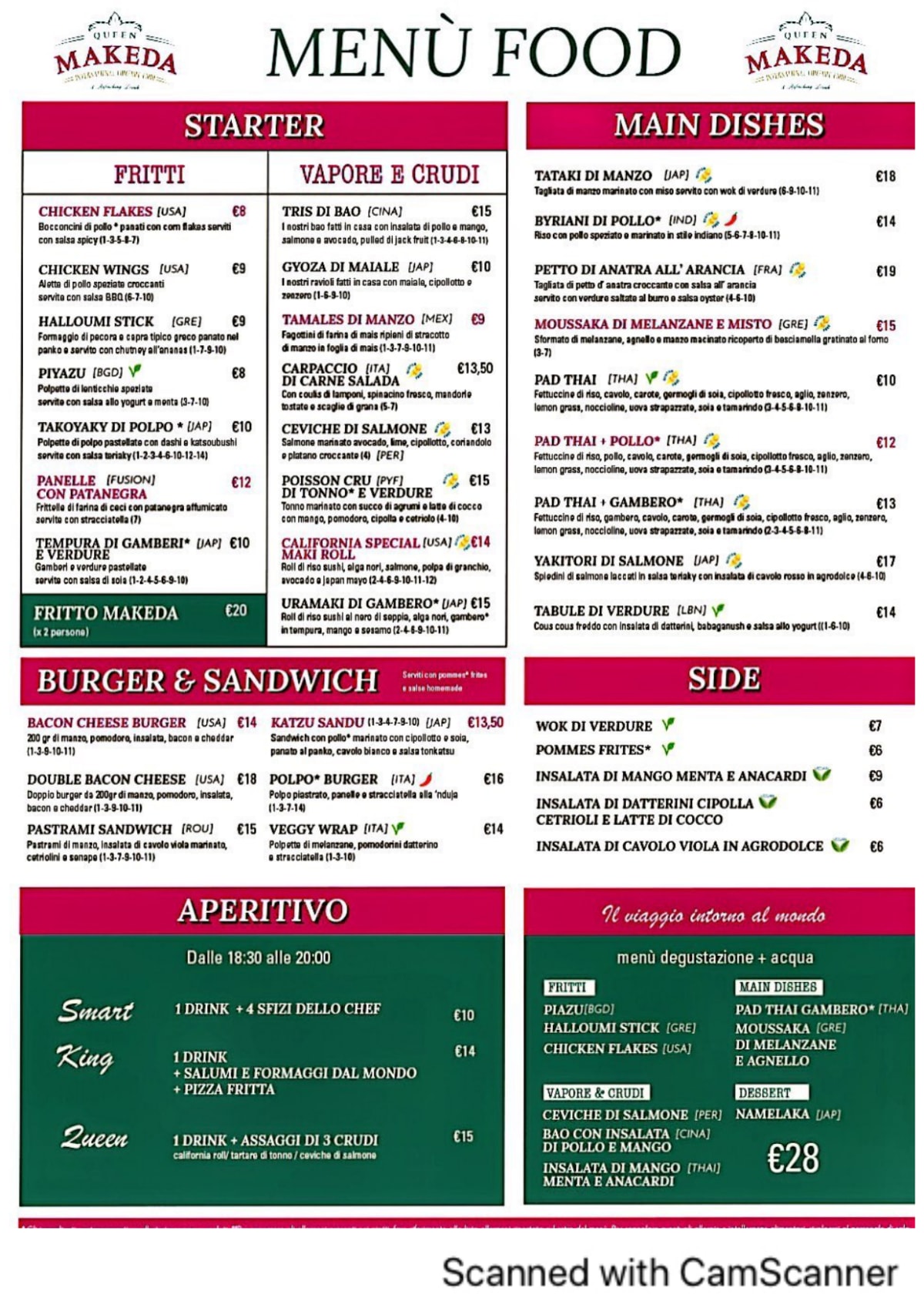 Carte et Menus 2024 Queen Makeda à Rome TheFork