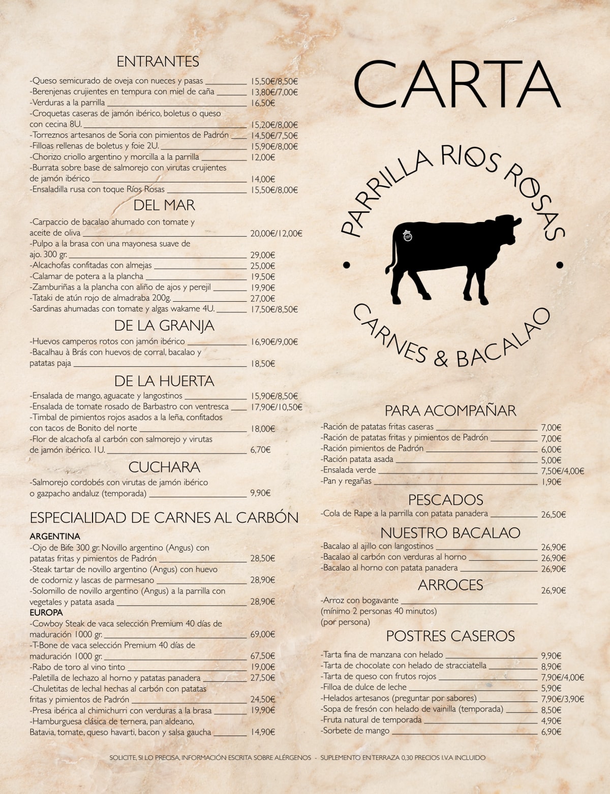 Parrilla Ríos Rosas menu