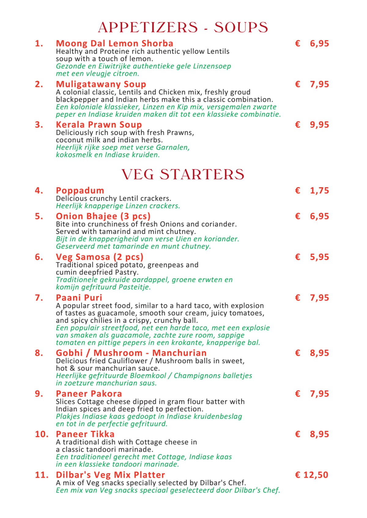 Menu 2024 Dilbar in Amsterdam TheFork