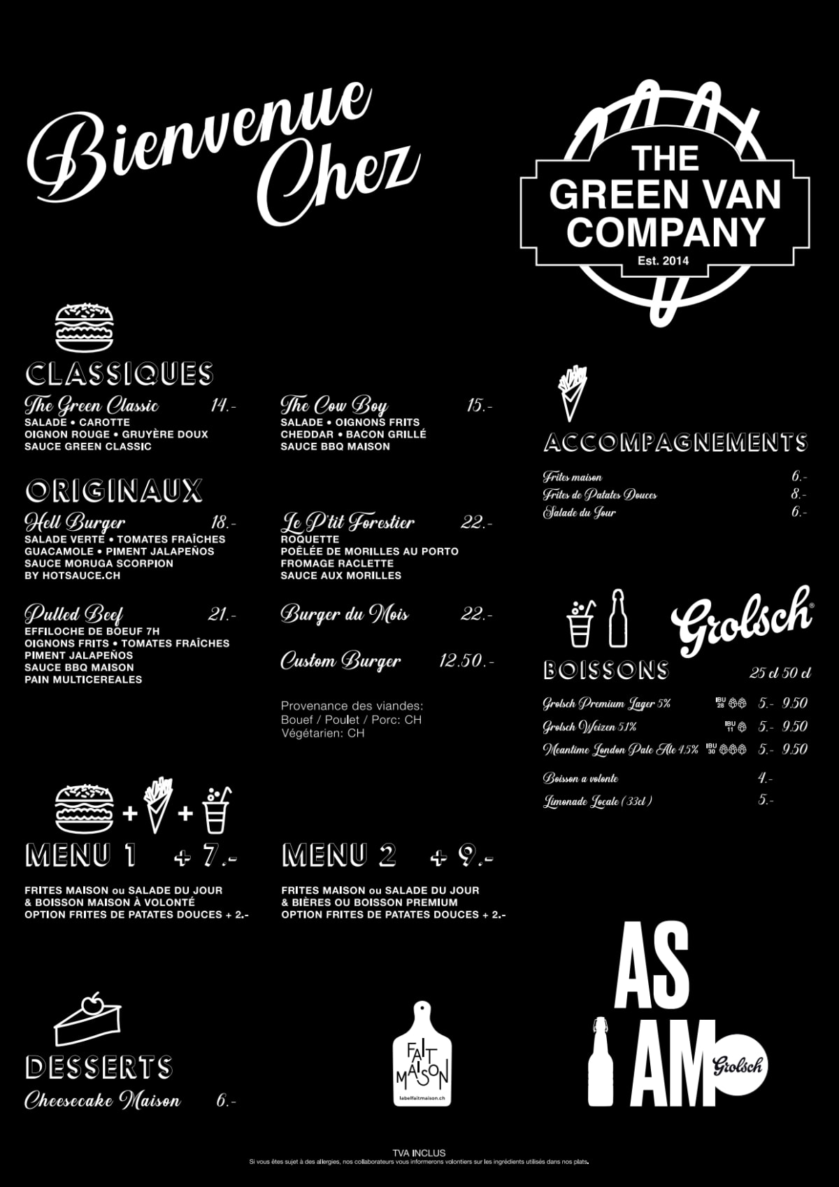 The Green Van Company Genève menu