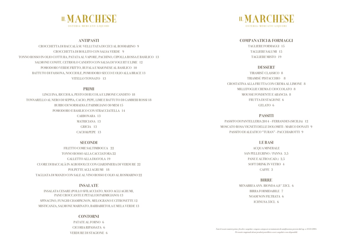 Il Marchese menu