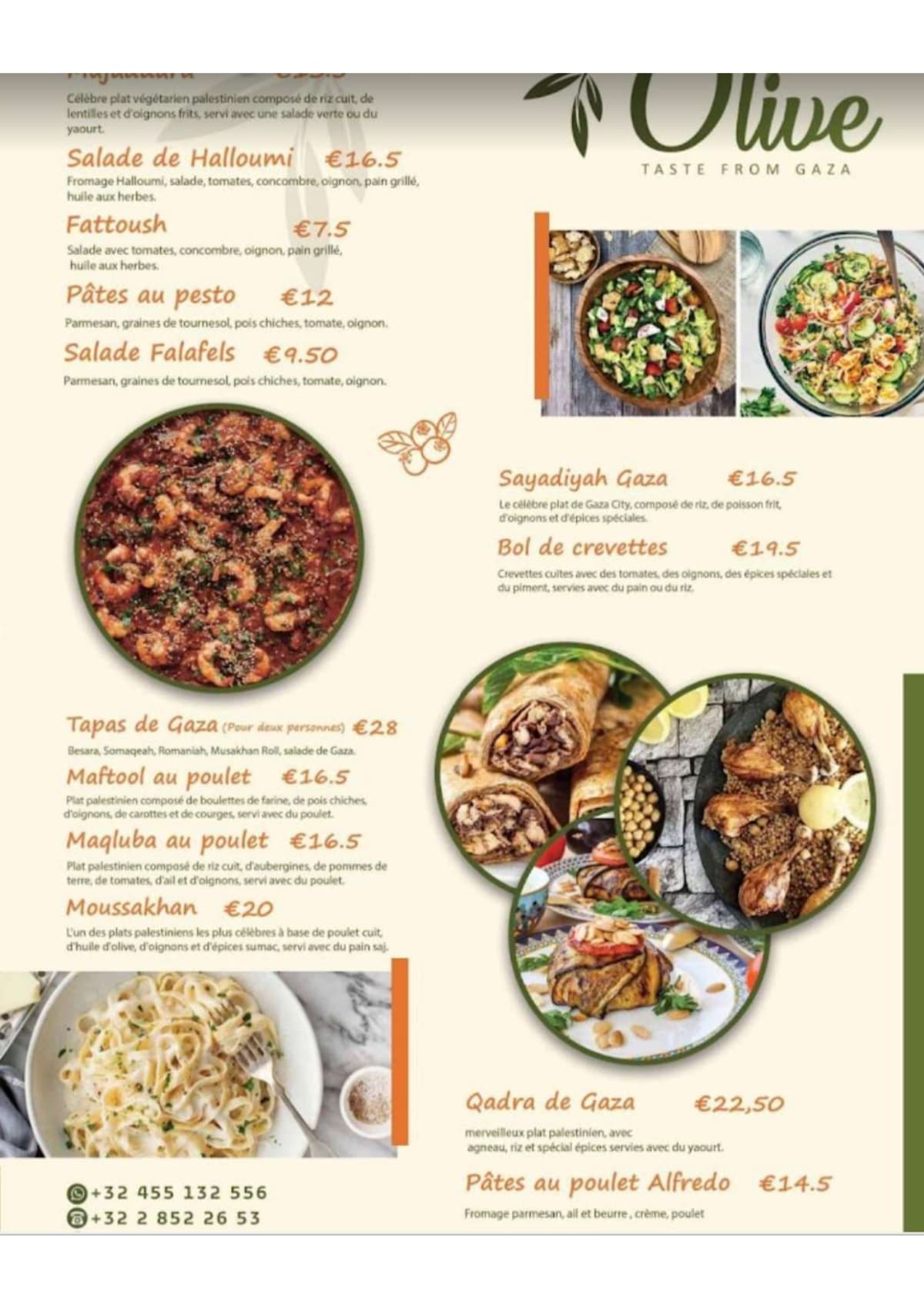 Olive restaurant menu