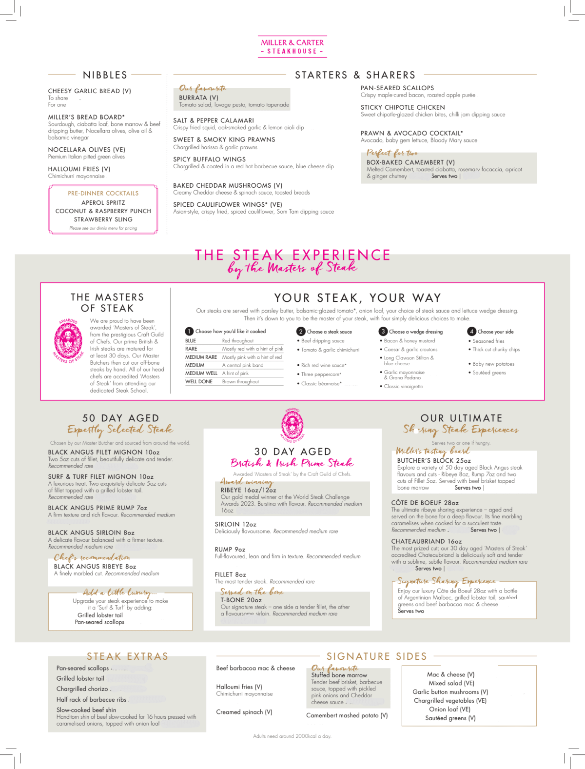 Menus 2024 Miller & Carter Caversham Rose in Reading TheFork