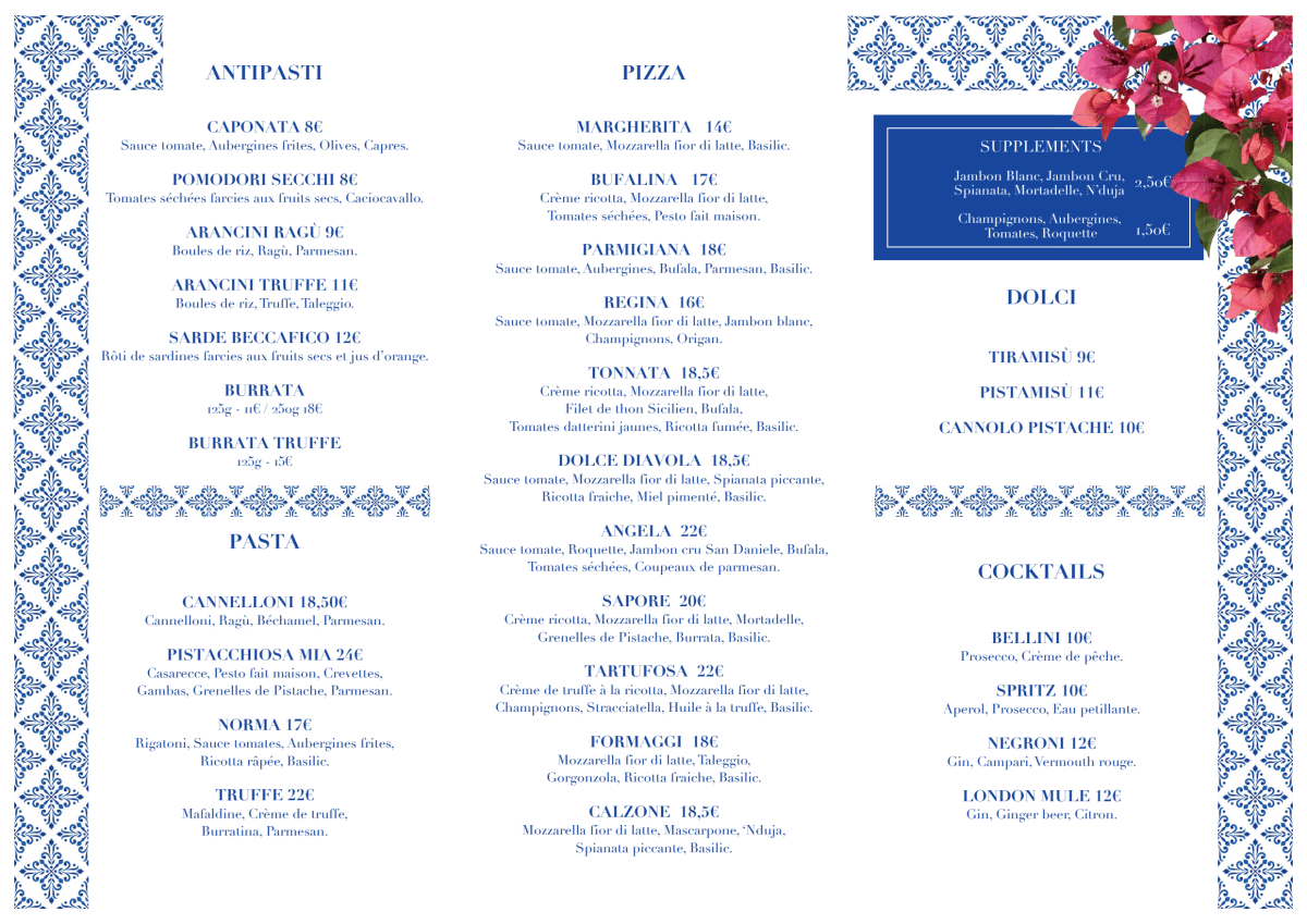 Menus 2023 - Sapore in Paris | TheFork