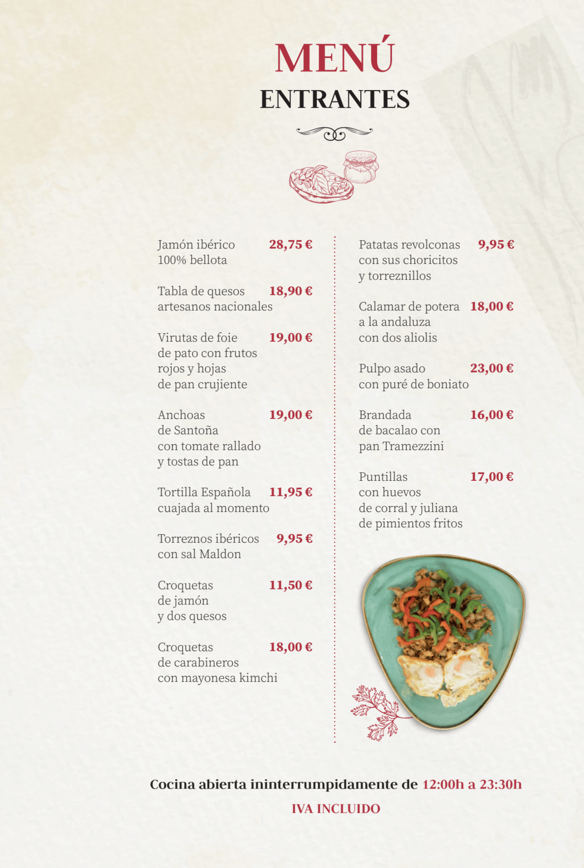 Los Galayos menu