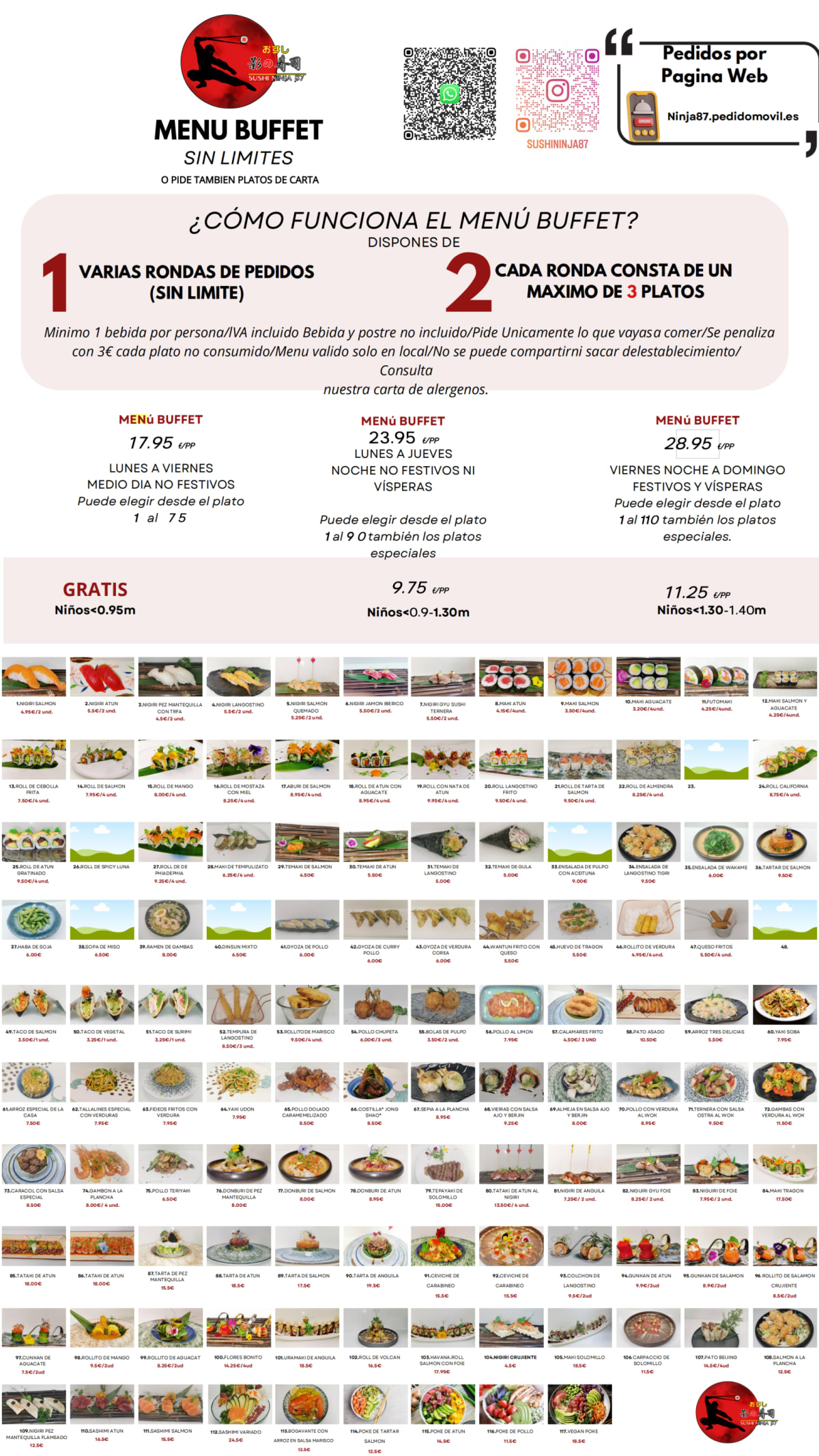 Sushi ninja 87 menu