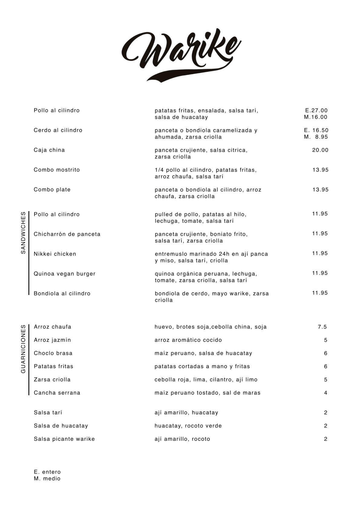 Warike Project menu