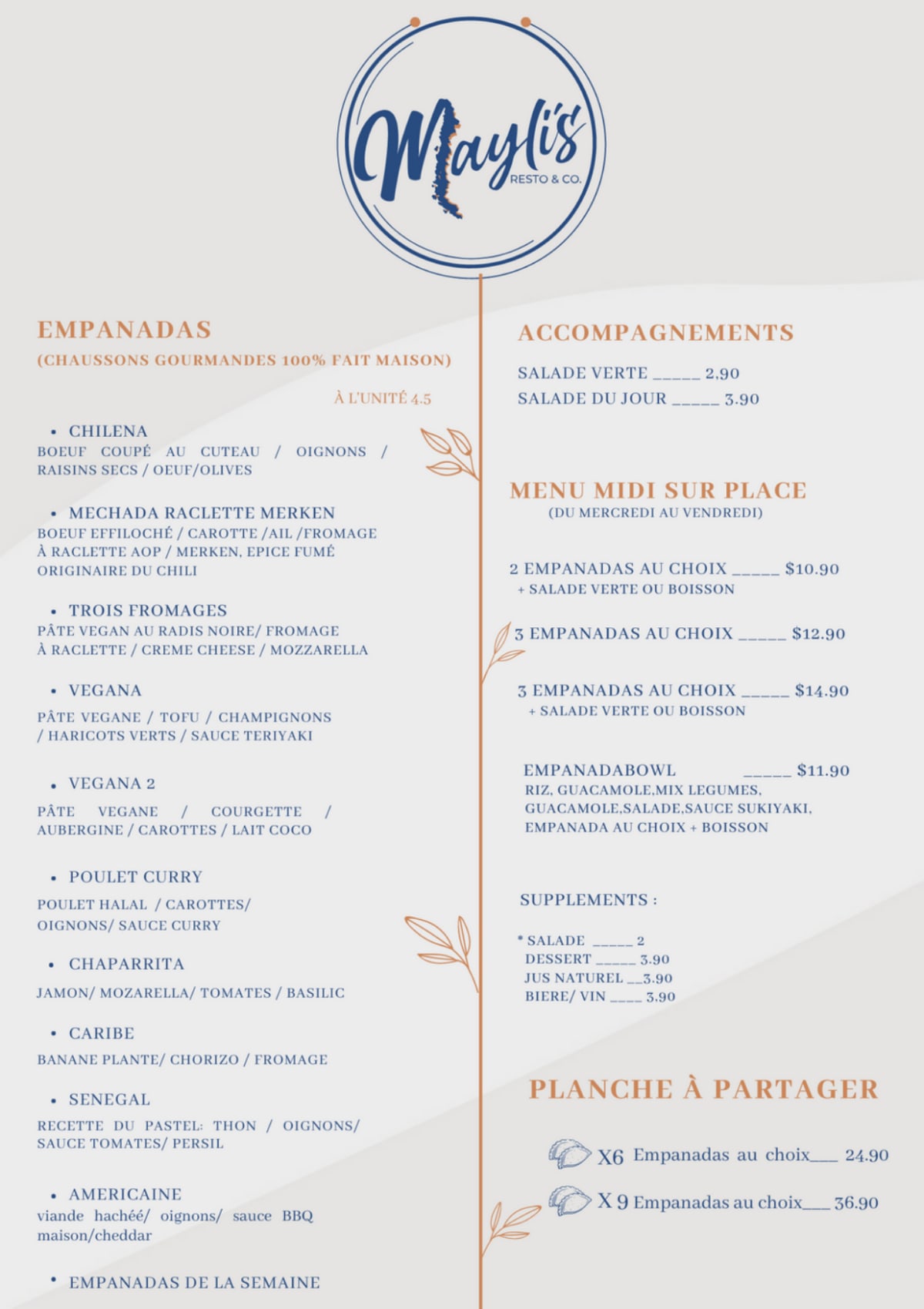 Mayli's Resto &Co. menu