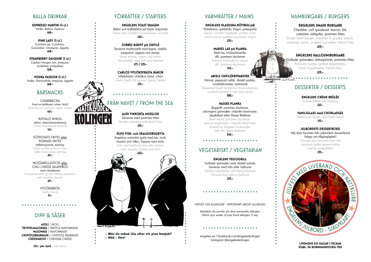 Engelen menu