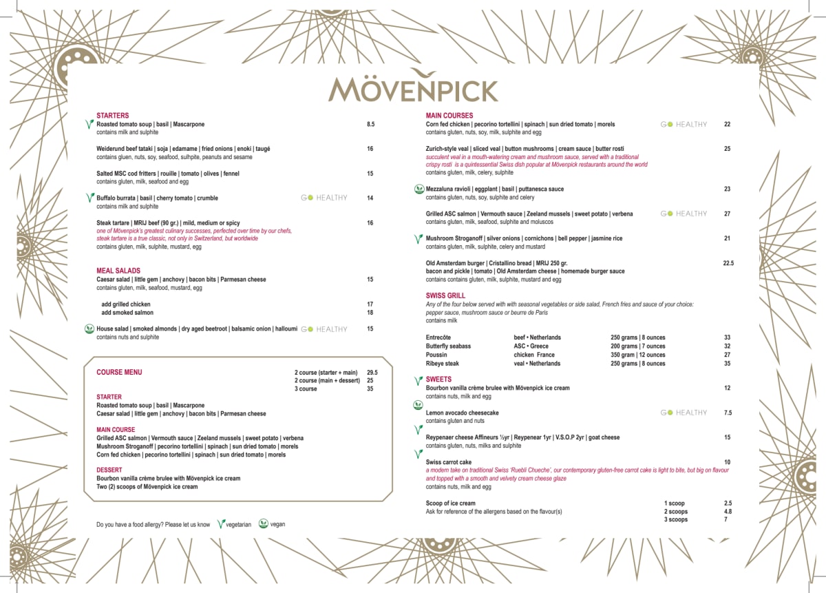 Mövenpick menu