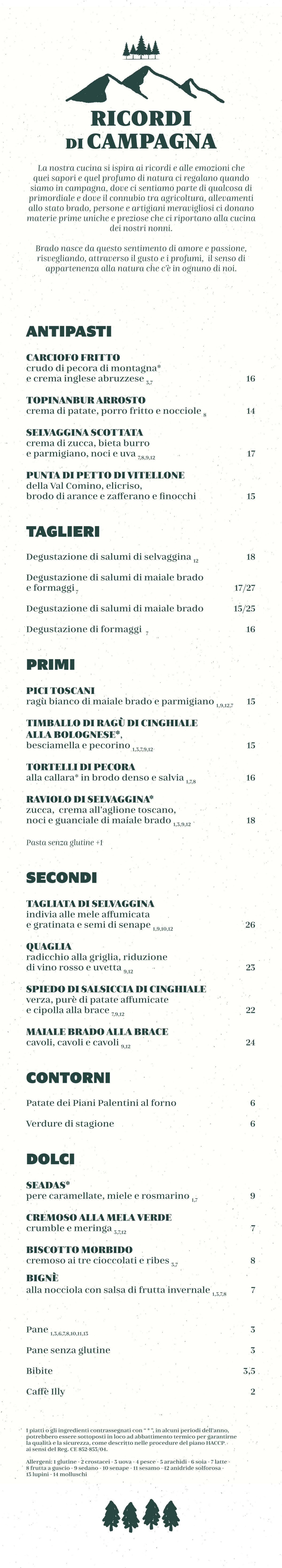 BRADO menu