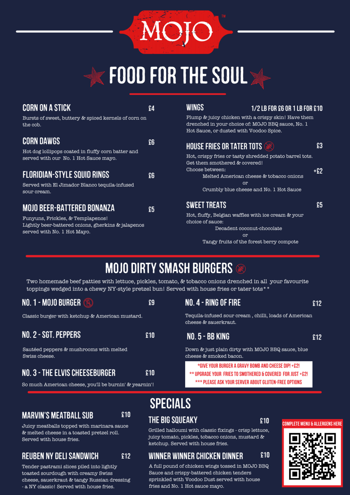 Mojos menu store