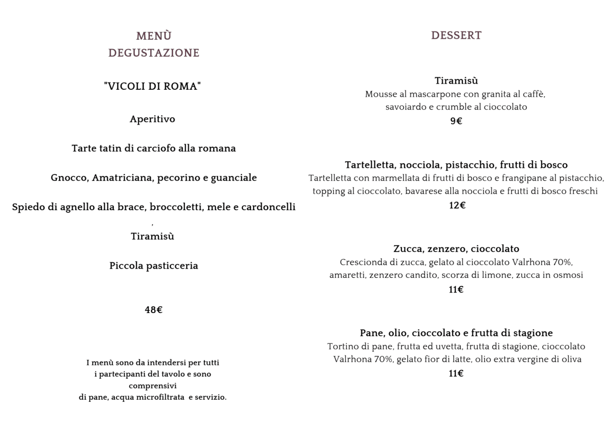 Bottega Tredici menu