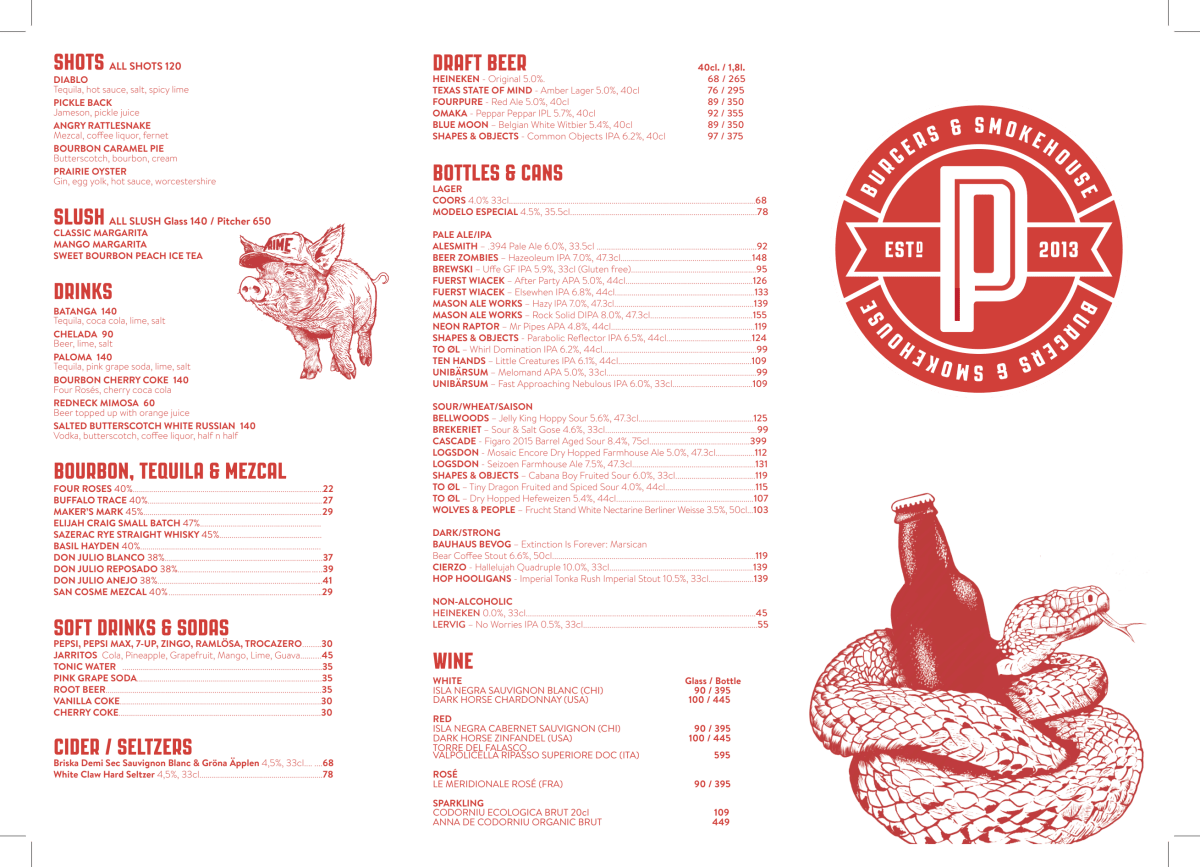 Prime Burgers & Smokehouse menu