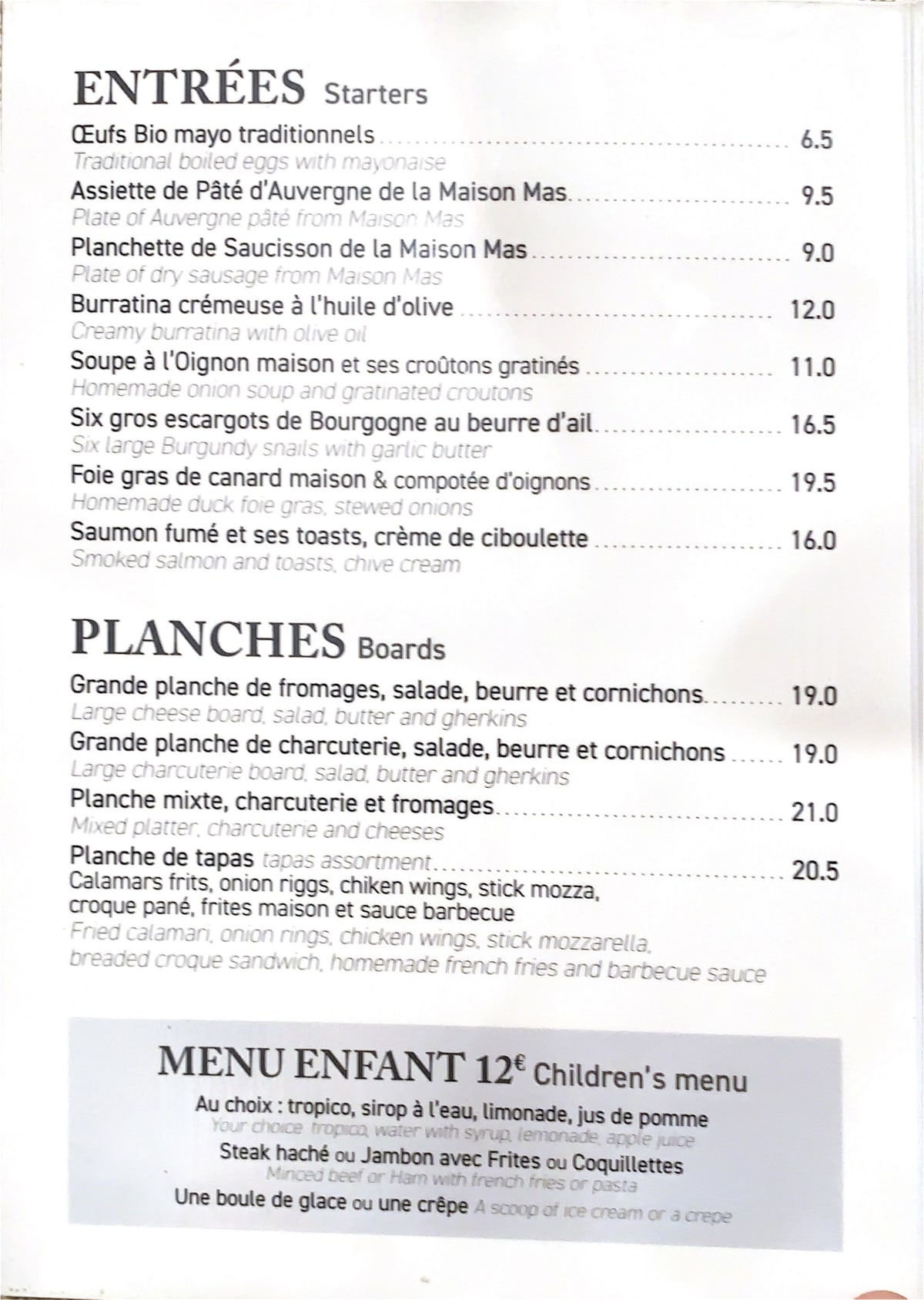 Le Flores menu