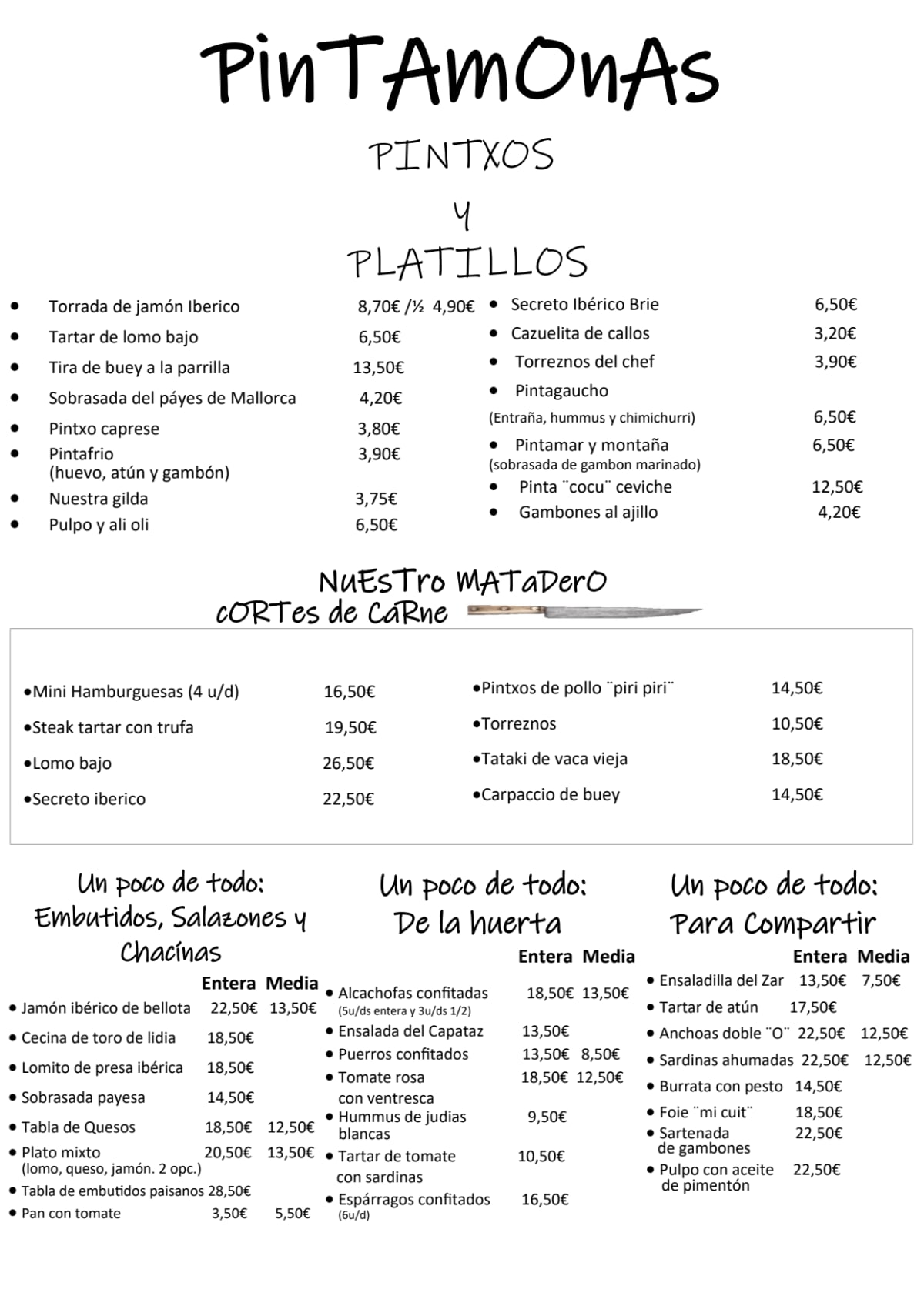 Pintamonas menu