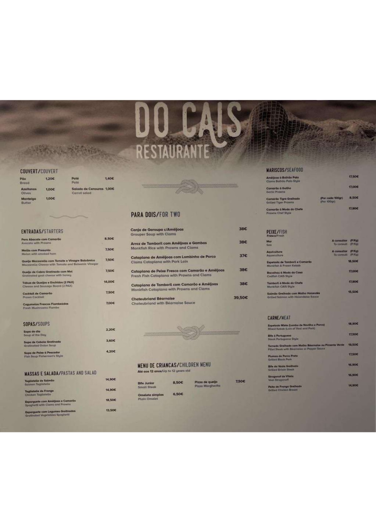 Menu 2024 - Do Cais in Portimão | TheFork