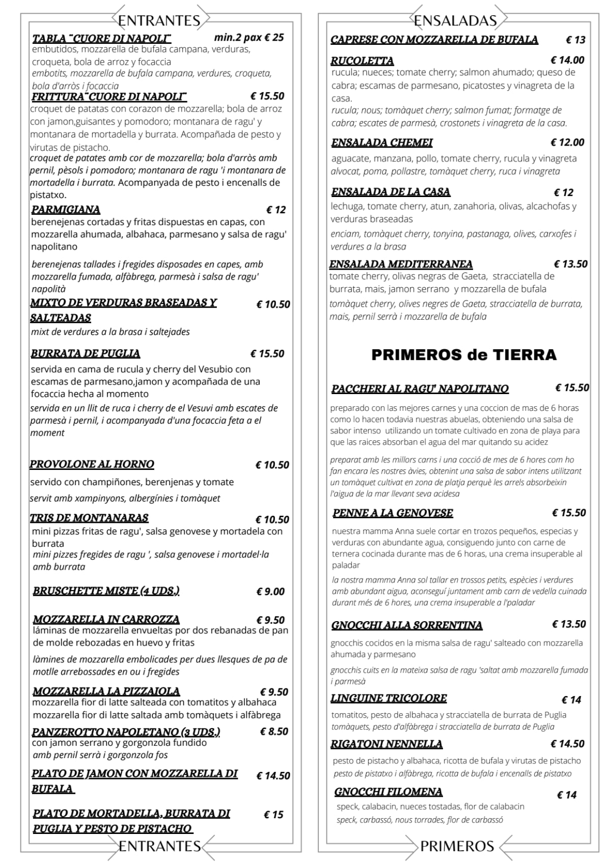 Il Cuore Di Napoli menu