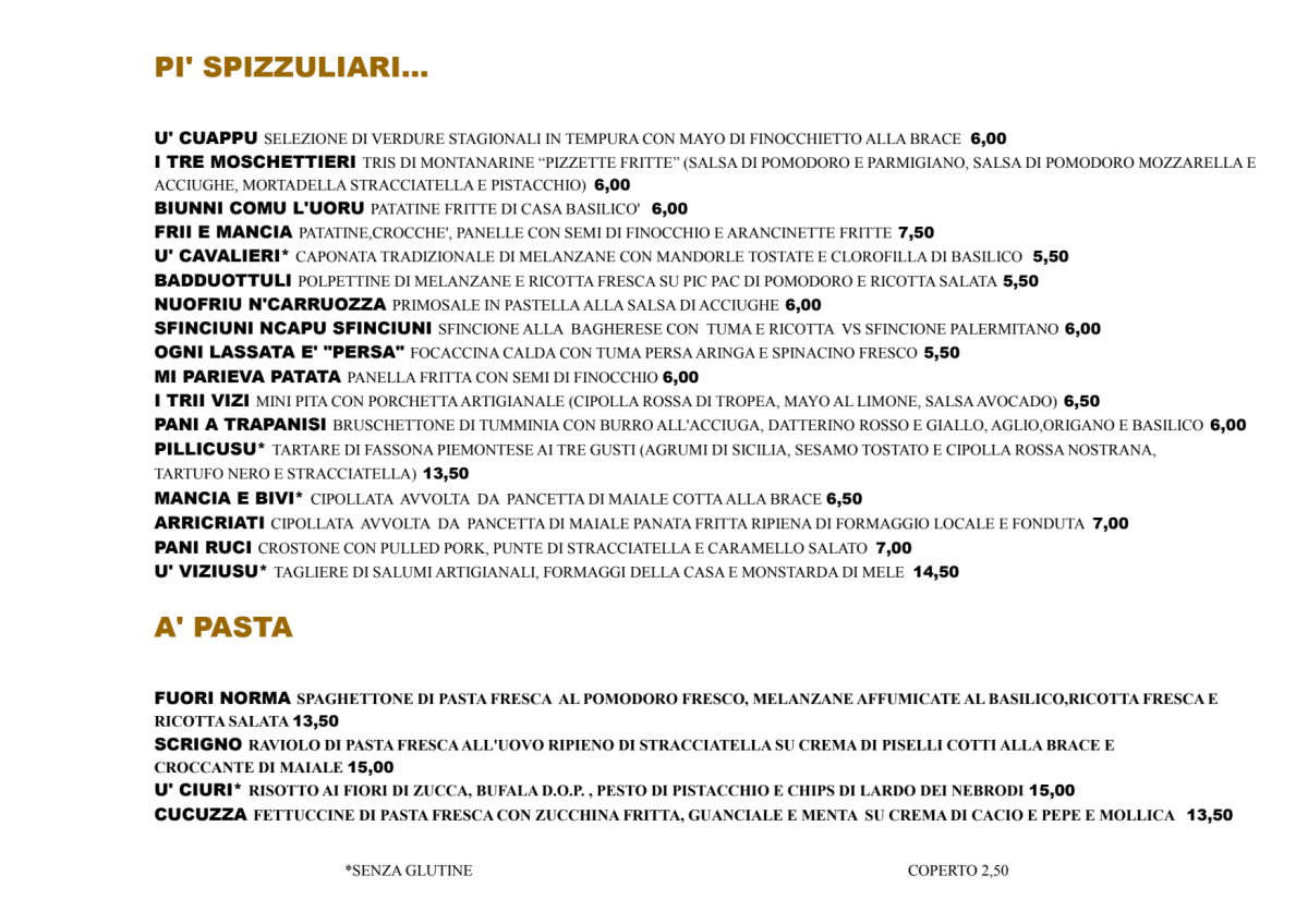 Menù completo e carta 2023 Basilicò Pizza & Brace a Cinisi TheFork