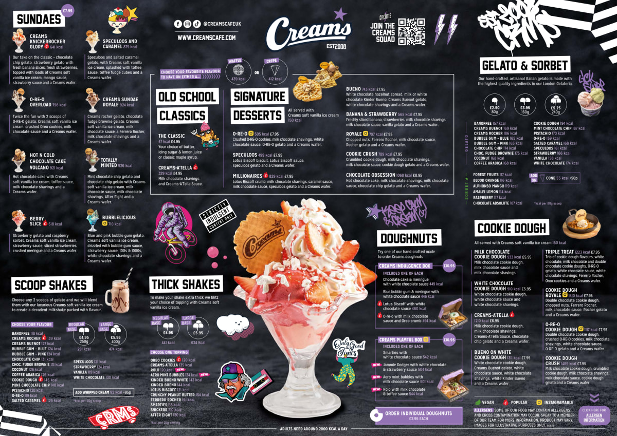 Menu 2024 Creams Cafe Bedford em Bedford TheFork