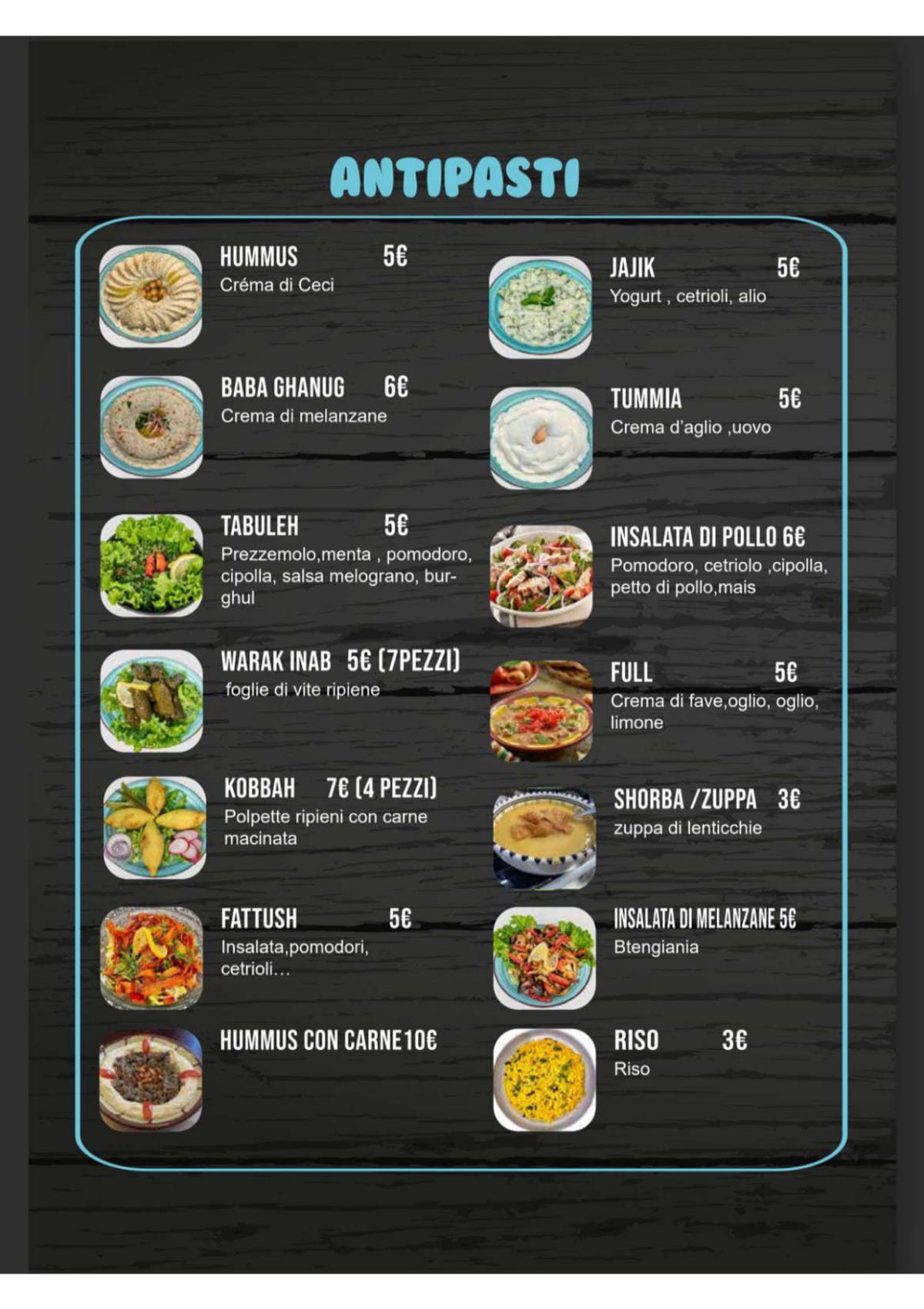 Carta y menù 2023 Actualizados Hala Baghdad en Turín TheFork