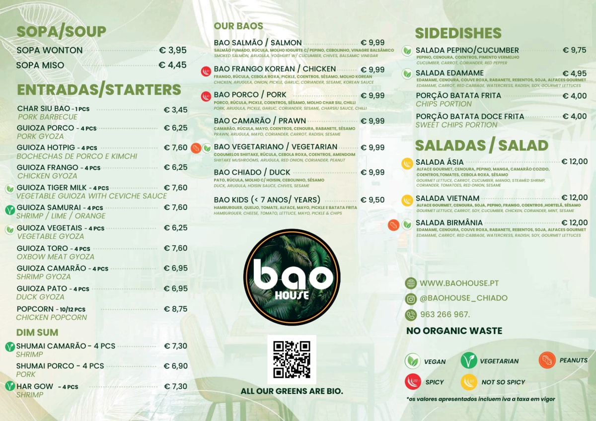 Bao House menu