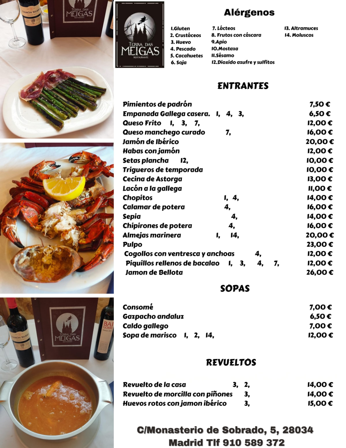 Terra das Meigas menu