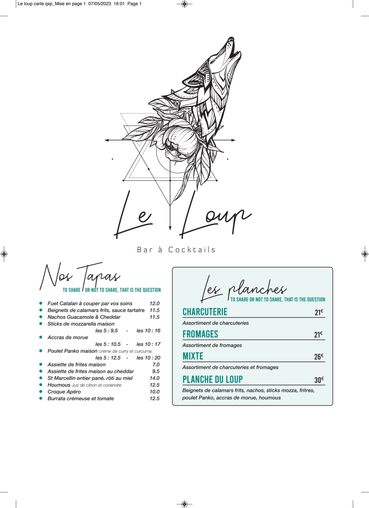 Au Loup menu