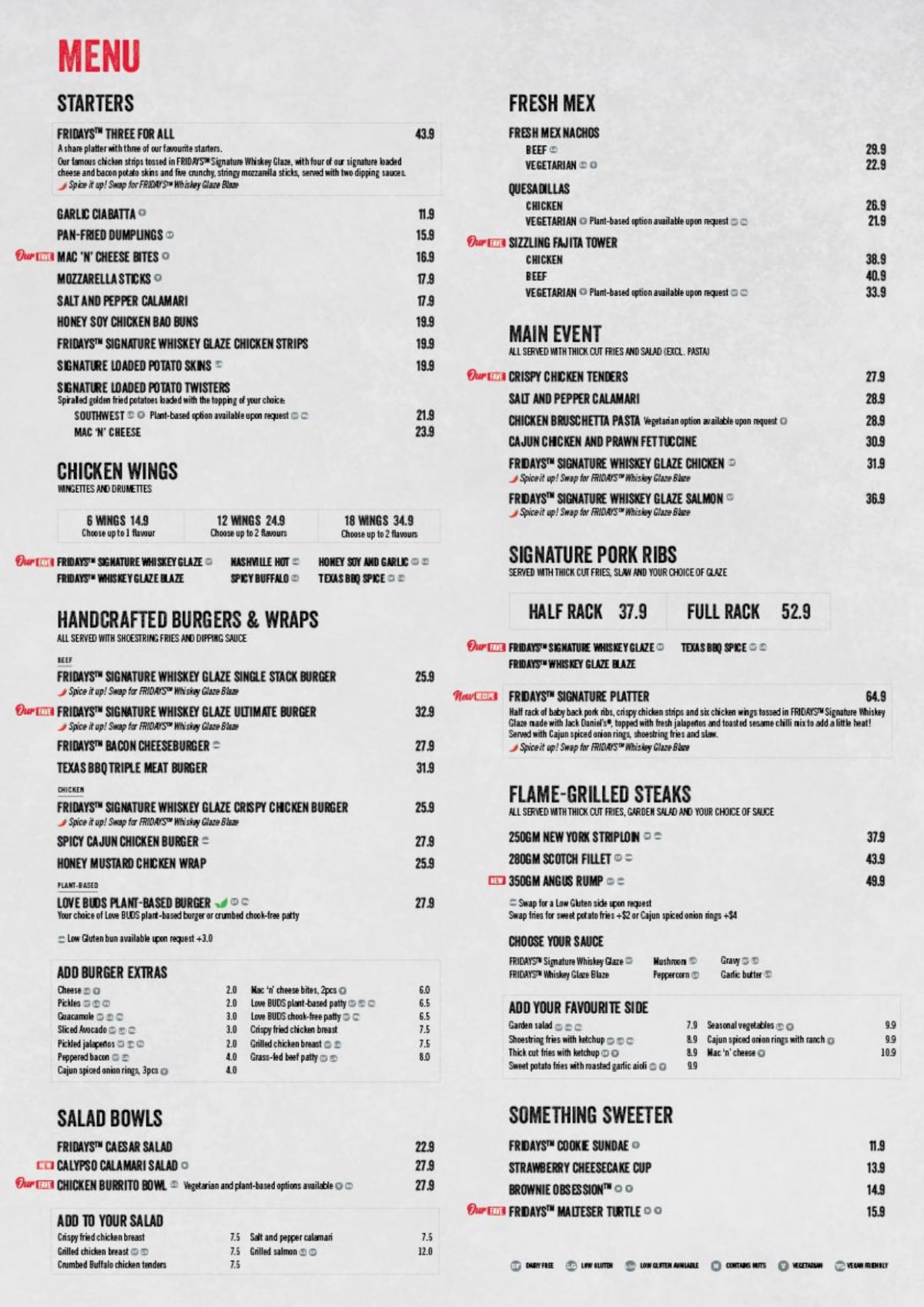 Tgif on sale menu prices