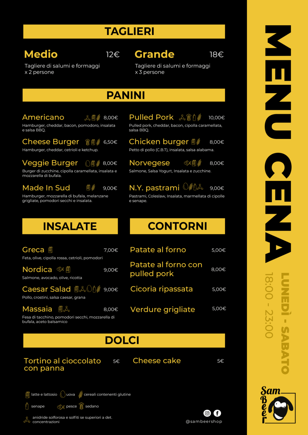 Sambeer menu