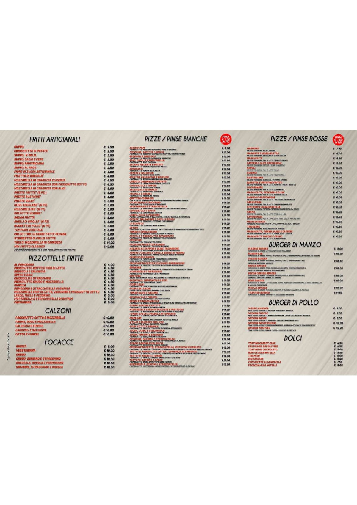 Gear Lab Pizzeria e Hamburgeria menu