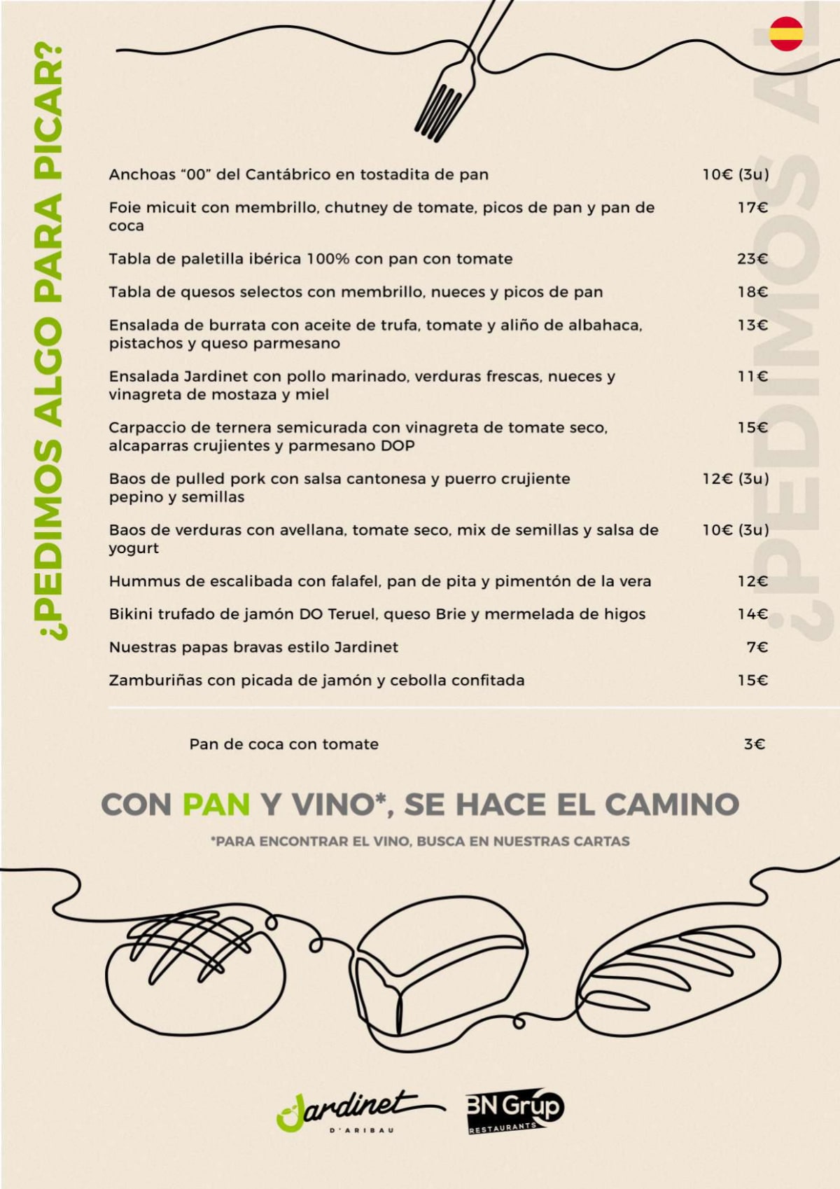 Jardinet d'Aribau menu