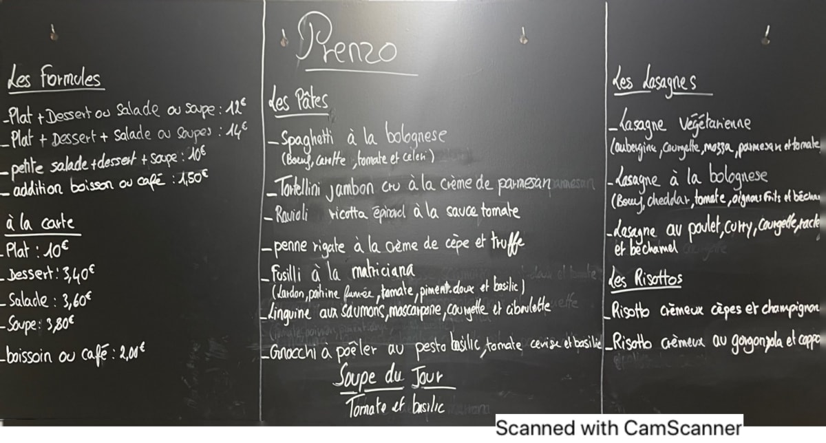 Prenzo menu