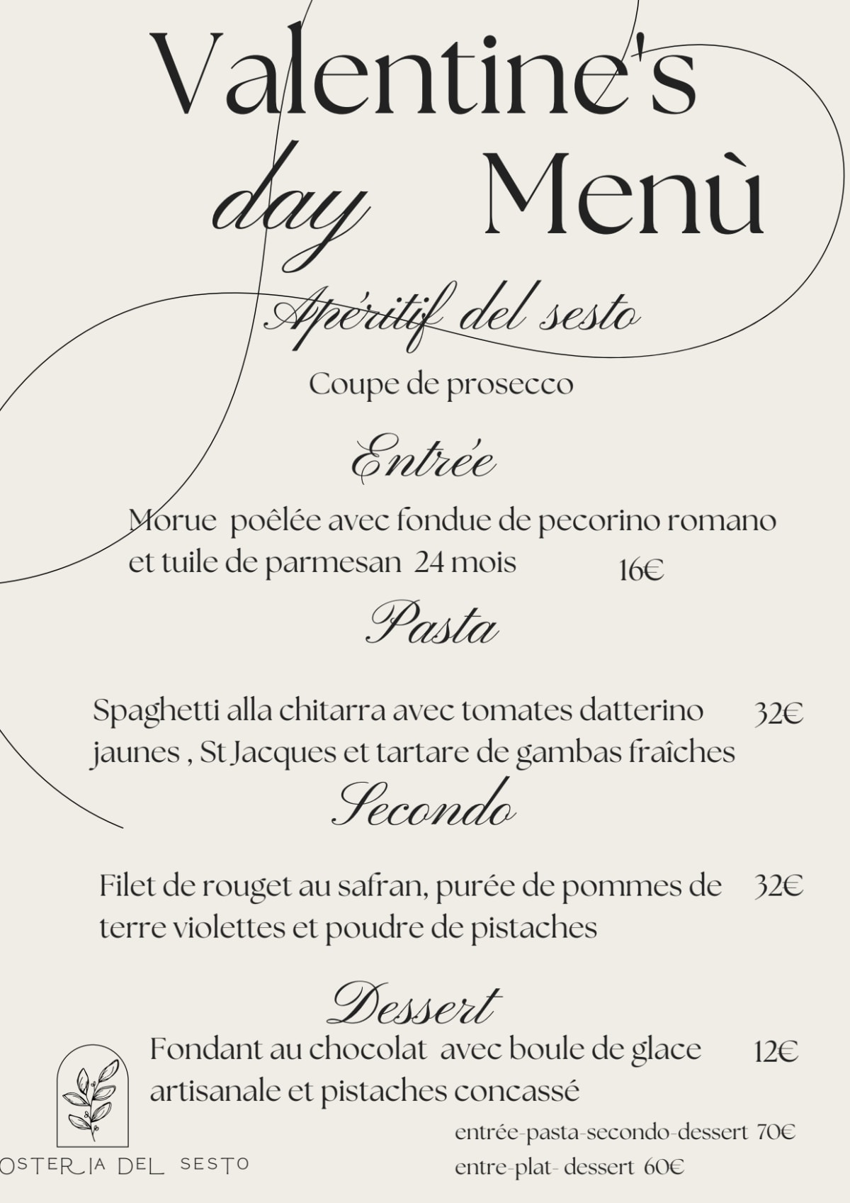 Osteria del Sesto menu