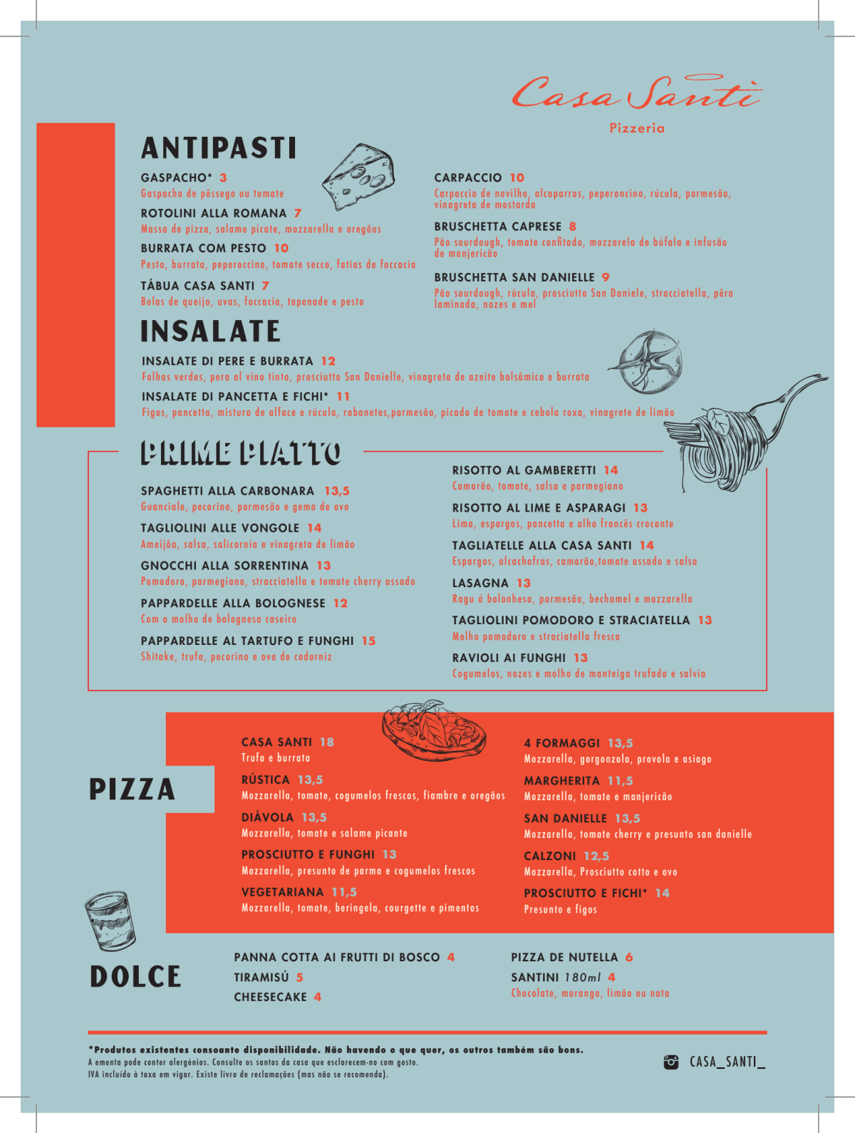 Casa Santi menu