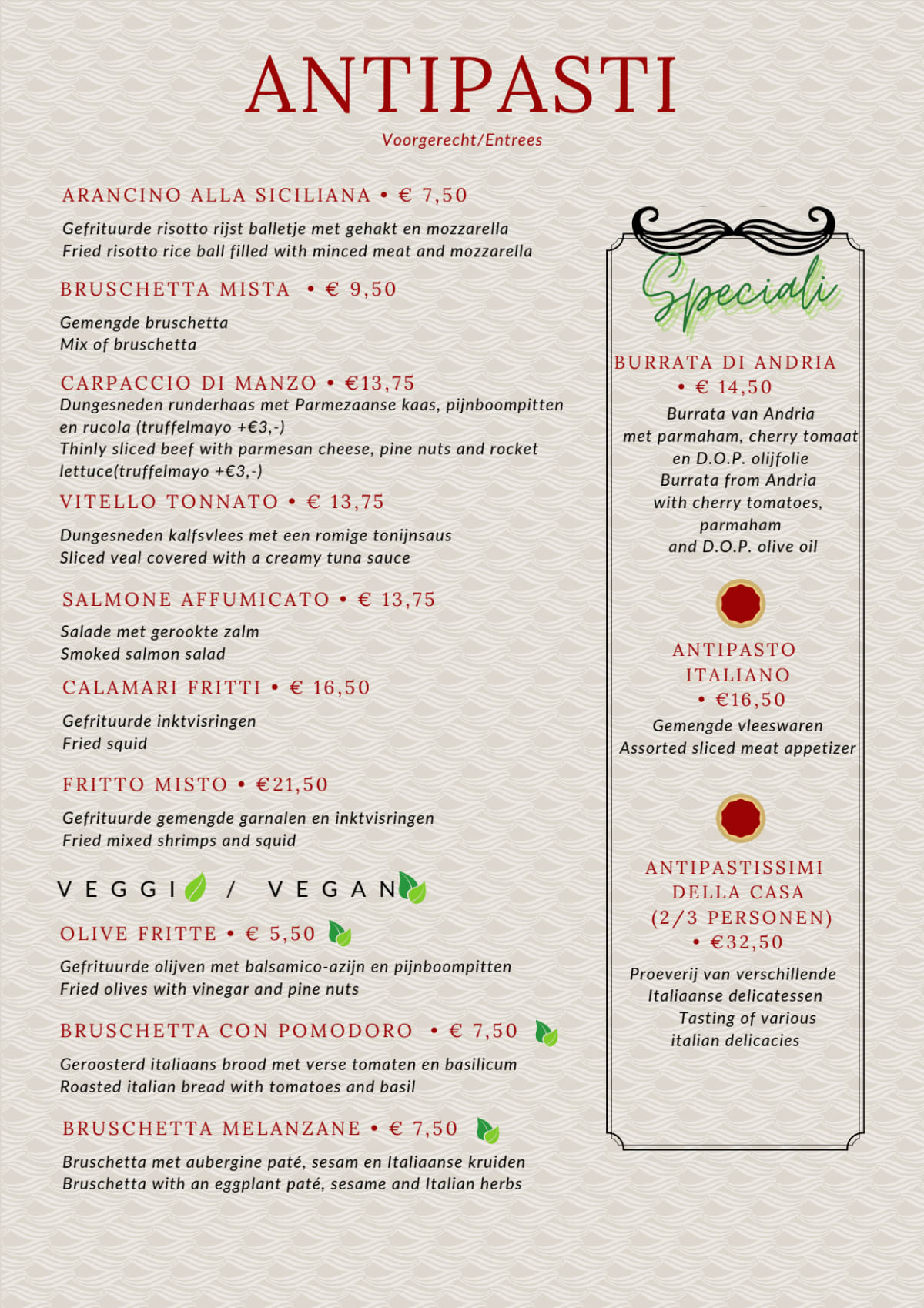 Ristorante Il Primo menu