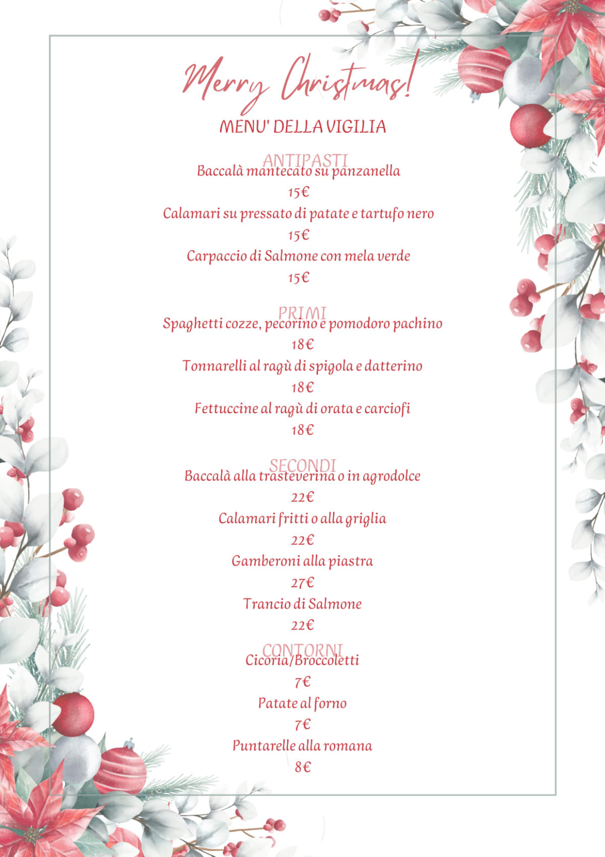 Osteria delle Commari menu